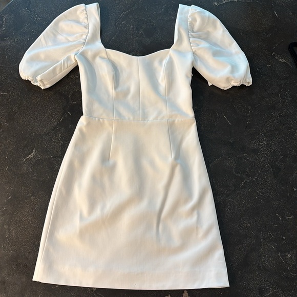 French Connection Whisper Puff Sleeve Dress– Summer White, Size 0 New - Picture 6 of 10